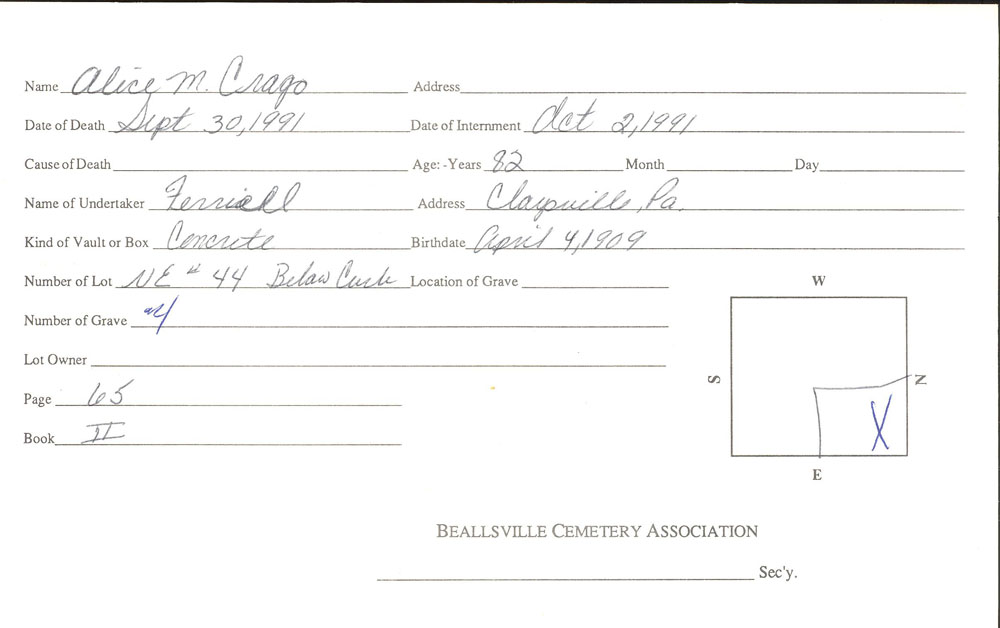 burial card